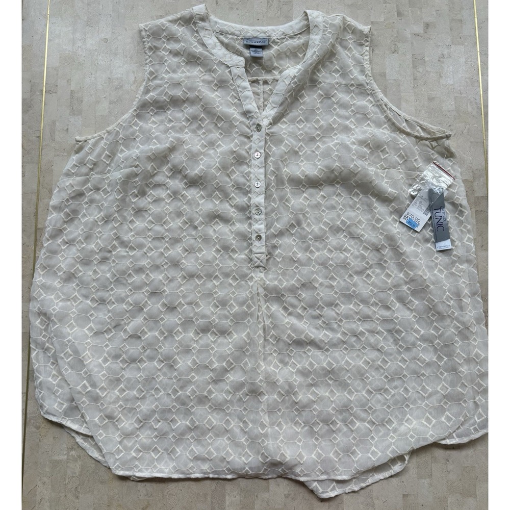 CATHERINES Womens Sheer Embroidered Geometric Flowy Tank Top Boho Sz 4X Plus NWT